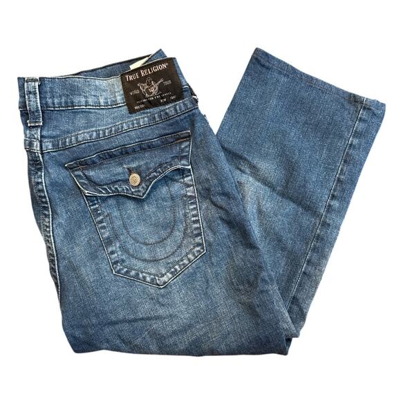 True Religion Ricky Medium Wash Blue Relaxed Straight Jeans Men's Size 40 x 24 - Picture 3 of 7